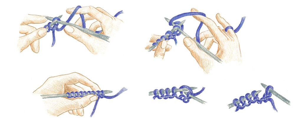 Step by Step visuals for casting on and beginning knitting