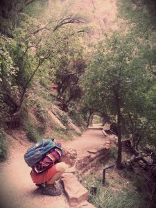 hiking a trail