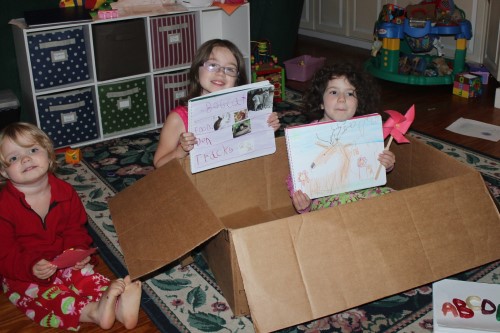 Oak Meadow Students Show Off Artwork in Cardboard Boxes