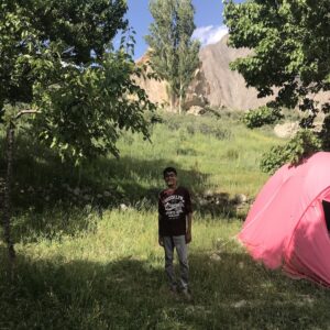 Eesa Ali Mir camping in the mountains